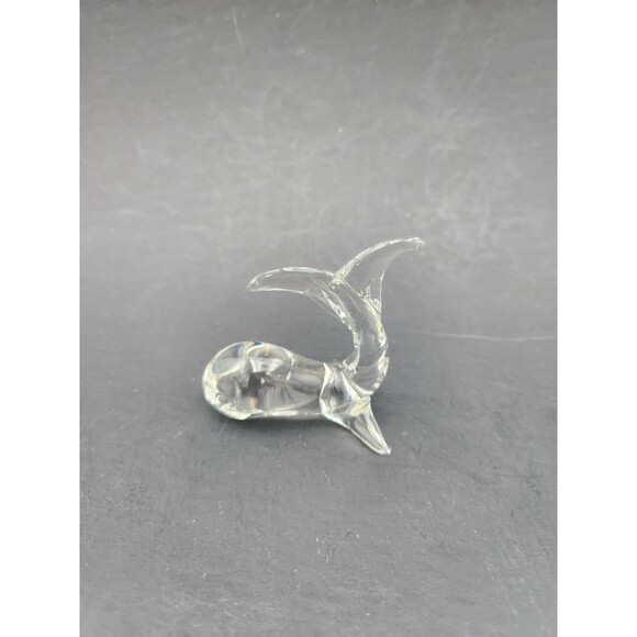Vintage Miniature Art Glass Whale Figurine Clear 2.5" Ocean Marine Cetacean - Picture 2 of 6
